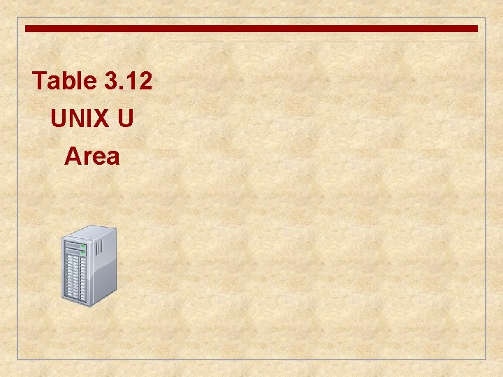 Table 3. 12 UNIX U Area 