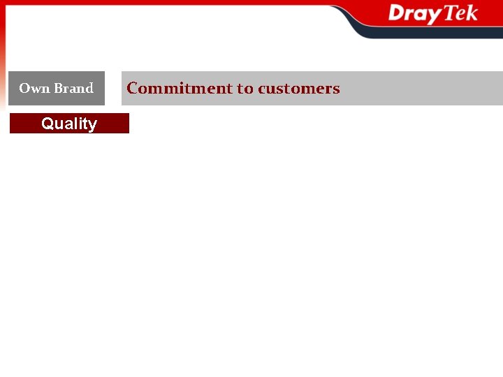 Own Brand Quality Commitment to customers 