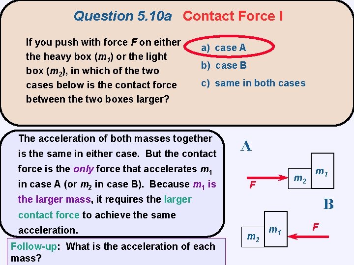 Question 5. 10 a Contact Force I If you push with force F on