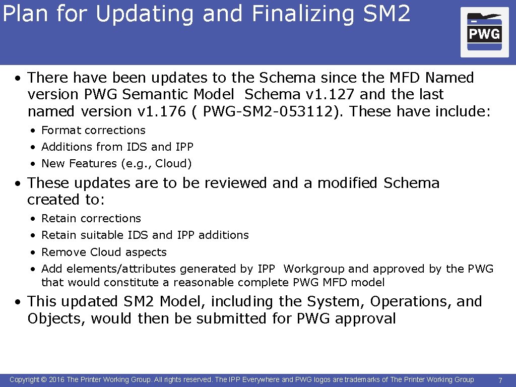 Plan for Updating and Finalizing SM 2 • There have been updates to the