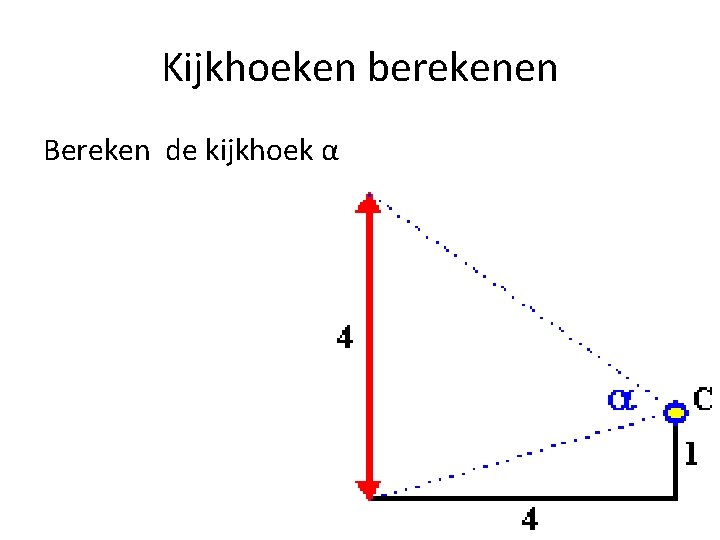 Kijkhoeken berekenen Bereken de kijkhoek α 