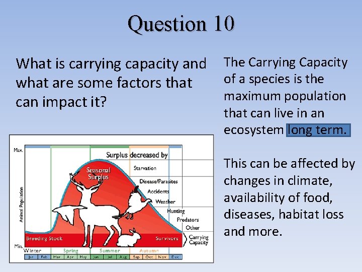 Question 10 What is carrying capacity and what are some factors that can impact Question 10 What is carrying capacity and what are some factors that can impact