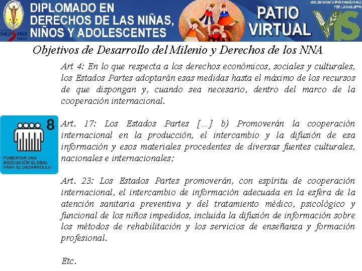 Objetivos de Desarrollo del Milenio y Derechos de los NNA Art 4: En lo