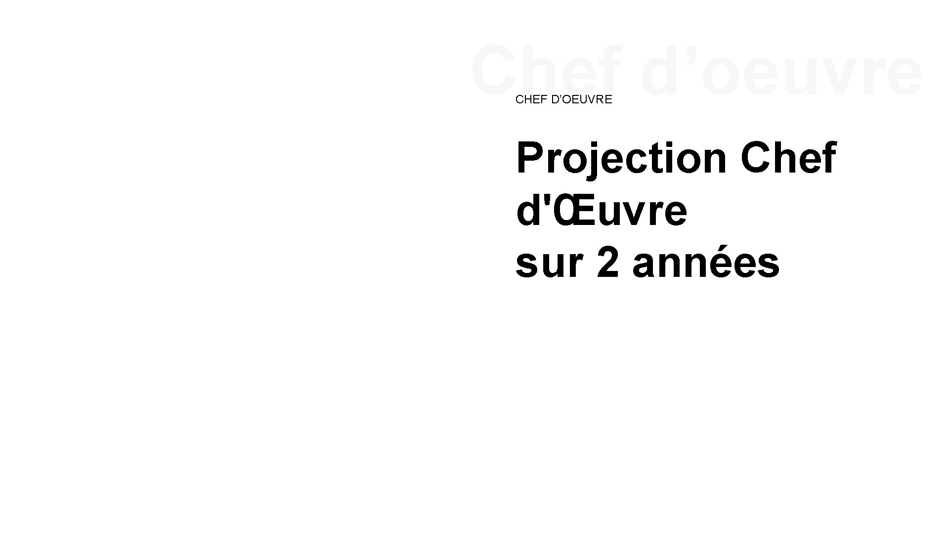 Chef d’oeuvre CHEF D’OEUVRE Projection Chef d'Œuvre sur 2 années 