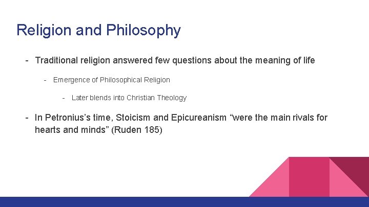 Religion and Philosophy - Traditional religion answered few questions about the meaning of life