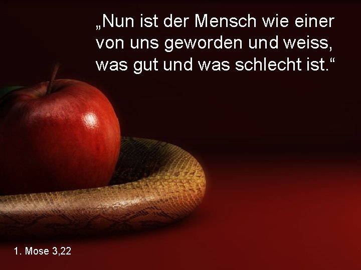 „Nun ist der Mensch wie einer von uns geworden und weiss, was gut und