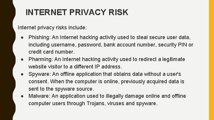 Internet Privacy Risk Putera Muhammad Syabil Bin Sarianto Nurul Aneesha Bt