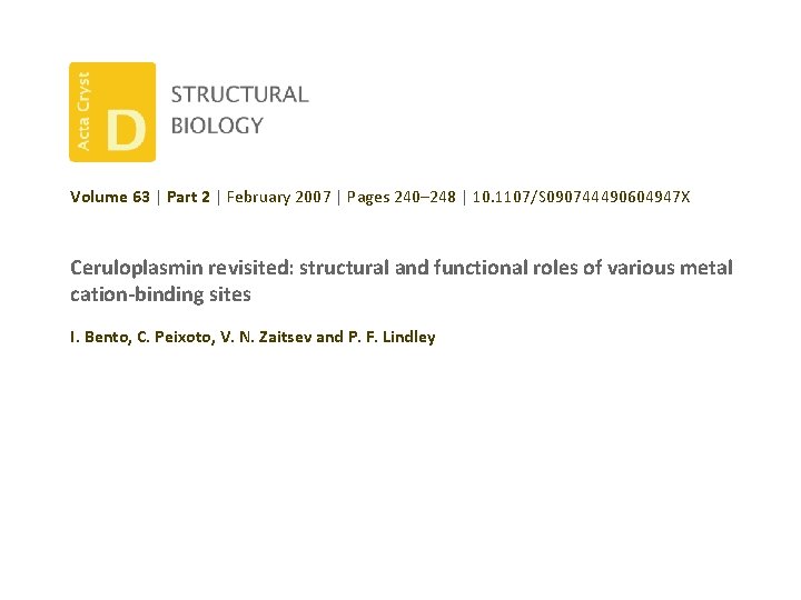 Volume 63 | Part 2 | February 2007 | Pages 240– 248 | 10.