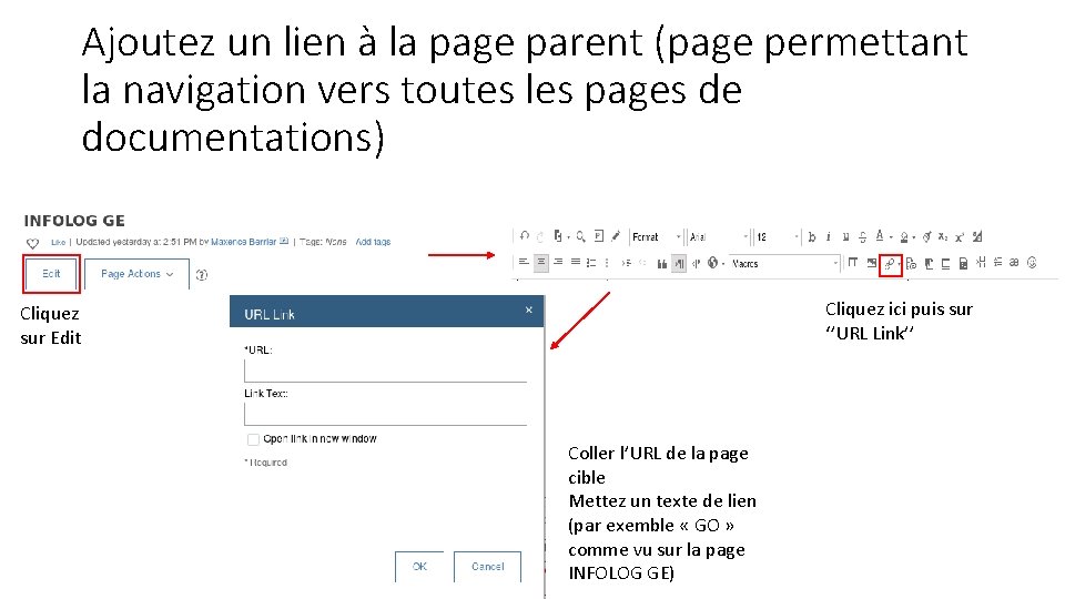 Ajoutez un lien à la page parent (page permettant la navigation vers toutes les