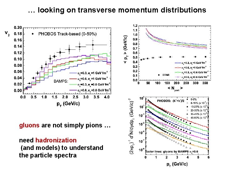 … looking on transverse momentum distributions gluons are not simply pions … need hadronization