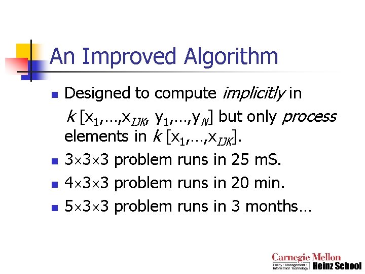 An Improved Algorithm n n Designed to compute implicitly in k [x 1, …,