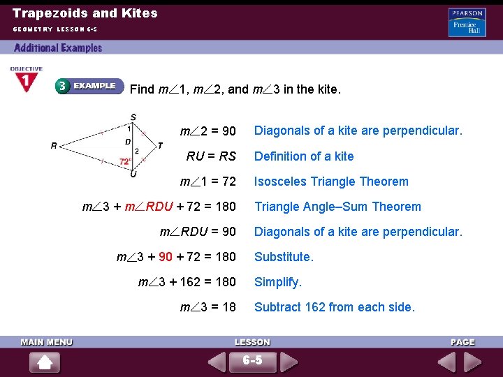 Trapezoids and Kites GEOMETRY LESSON 6 -5 Find m 1, m 2, and m