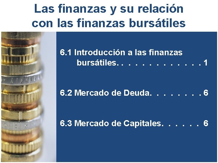 Las finanzas y su relación con las finanzas bursátiles 6. 1 Introducción a las