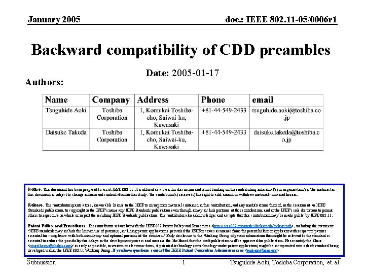 January 2005 doc. : IEEE 802. 11 -05/0006 r 1 Backward compatibility of CDD