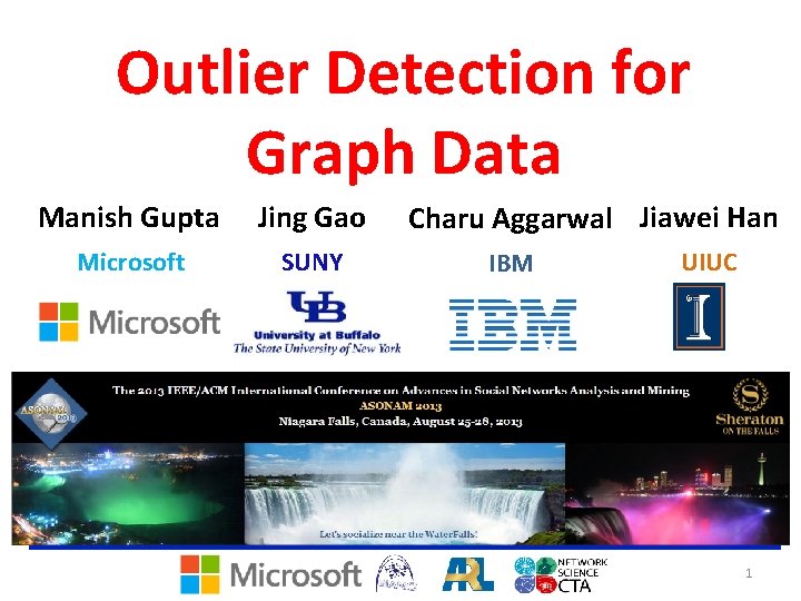 Outlier Detection for Graph Data Manish Gupta Jing Gao Microsoft SUNY Charu Aggarwal Jiawei