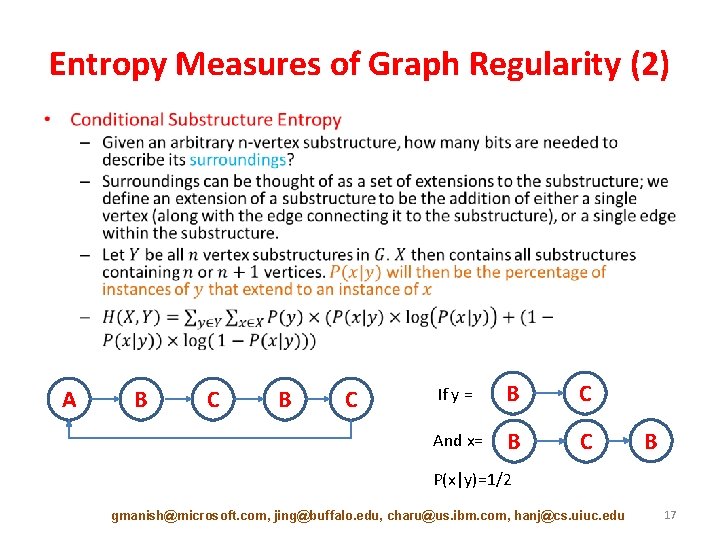 Entropy Measures of Graph Regularity (2) • A B C If y = B