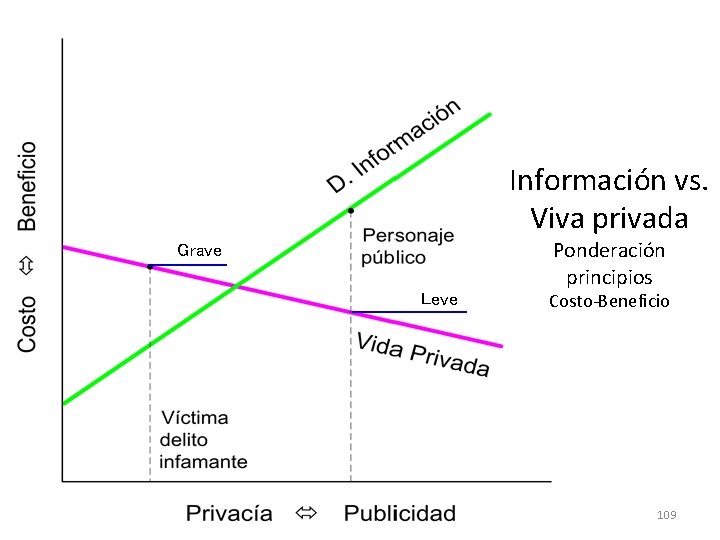 Información vs. Viva privada Grave Leve Ponderación principios Costo-Beneficio 109 Información vs. Viva privada Grave Leve Ponderación principios Costo-Beneficio 109