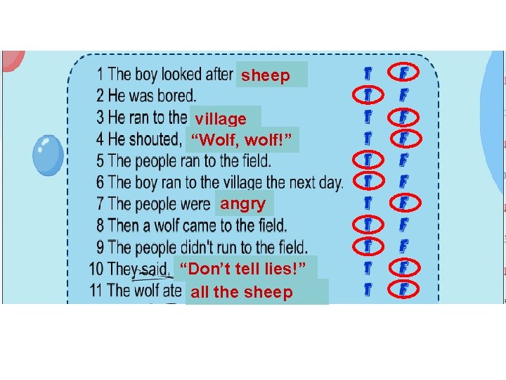 sheep village “Wolf, wolf!” angry “Don’t tell lies!” all the sheep 