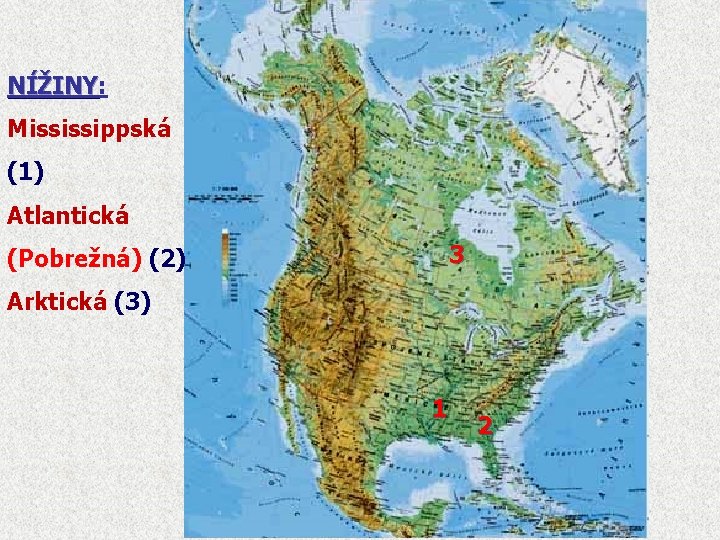 NÍŽINY: NÍŽINY Mississippská (1) Atlantická 3 (Pobrežná) (2) Arktická (3) 1 2 