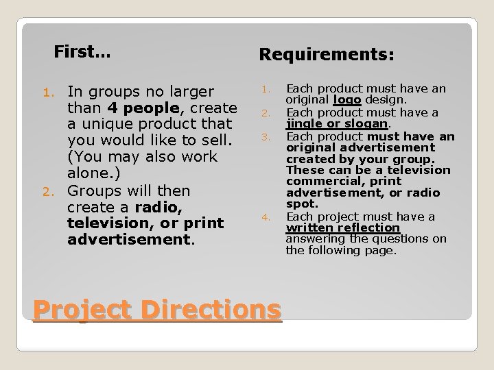Advertising Project Overview Timeframe and Rubric Advertising plays