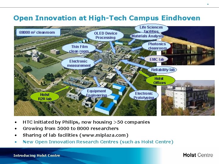 5 Open Innovation at High-Tech Campus Eindhoven 8000 m 2 cleanroom OLED Device Processing