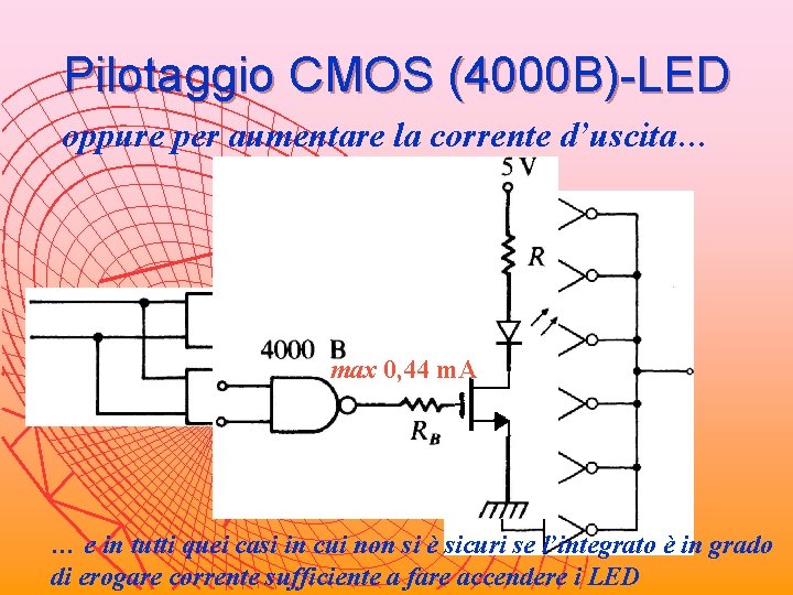 Pilotaggio CMOS (4000 B)-LED oppure per aumentare la corrente d’uscita… max 0, 44 m.
