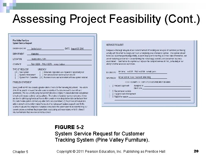 Assessing Project Feasibility (Cont. ) FIGURE 5 -2 System Service Request for Customer Tracking