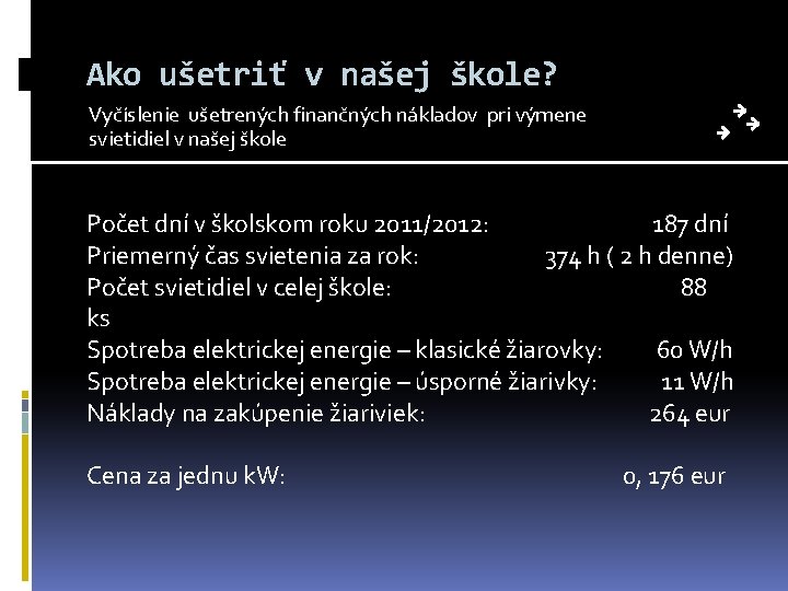 Ako ušetriť v našej škole? Vyčíslenie ušetrených finančných nákladov pri výmene svietidiel v našej