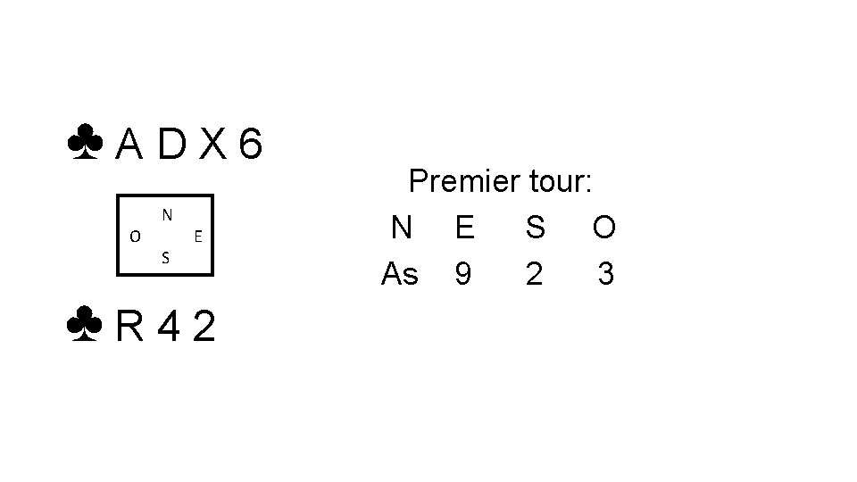 ♣ADX 6 O N S E ♣R 42 Premier tour: N E S O