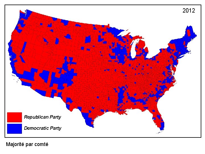 2012 Republican Party Democratic Party Majorité par comté 