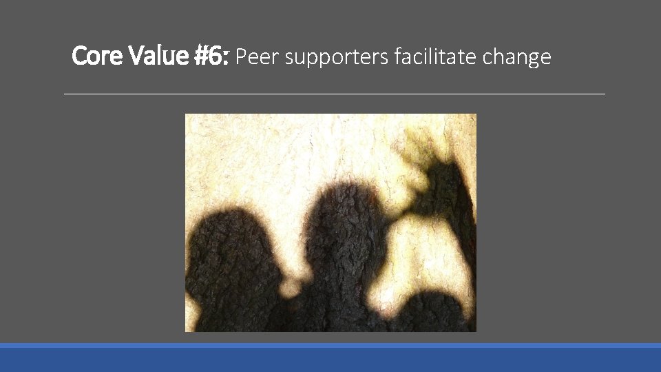 Core Value #6: Peer supporters facilitate change 