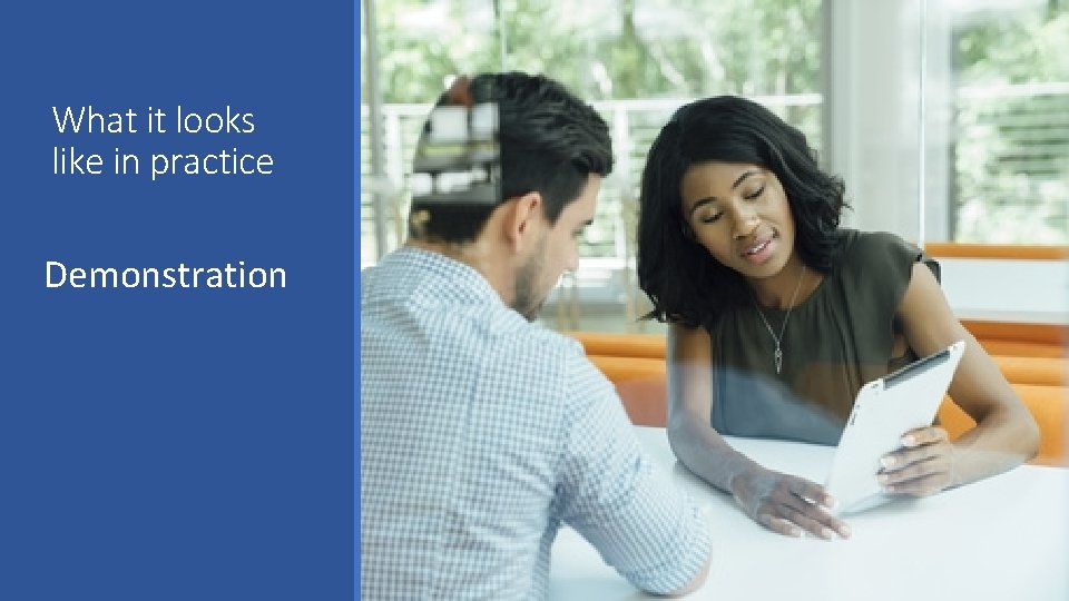 What it looks like in practice Demonstration 