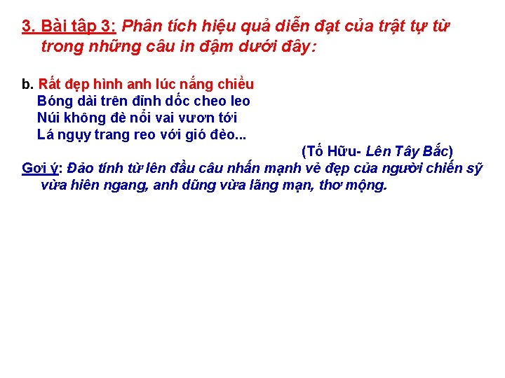 3. Bài tập 3: Phân tích hiệu quả diễn đạt của trật tự từ