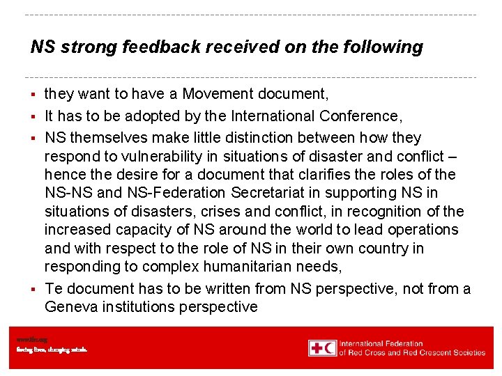 NS strong feedback received on the following they want to have a Movement document,