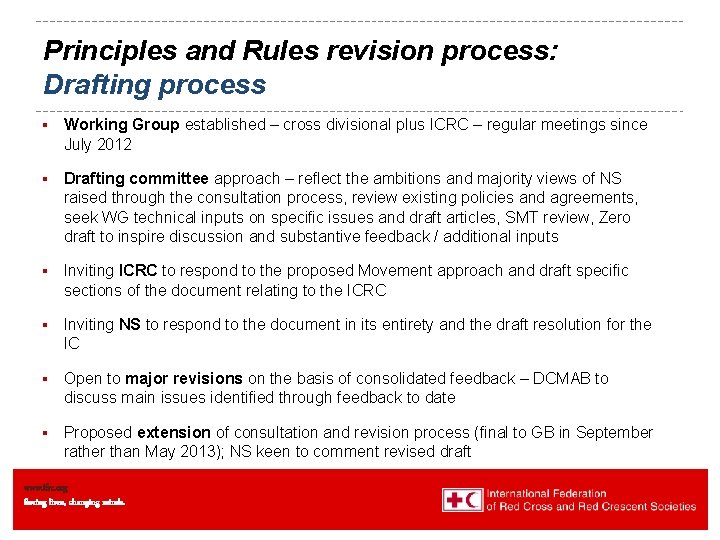 Principles and Rules revision process: Drafting process § Working Group established – cross divisional