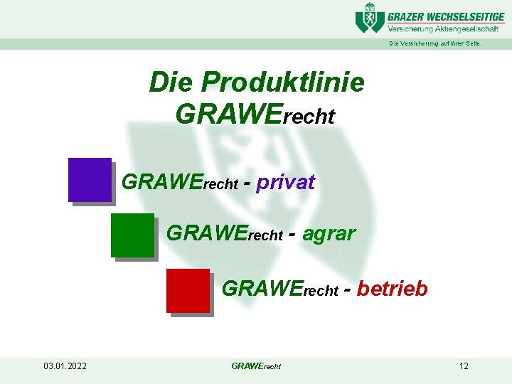 Die Versicherung auf Ihrer Seite. Die Produktlinie GRAWErecht - privat GRAWErecht - agrar GRAWErecht