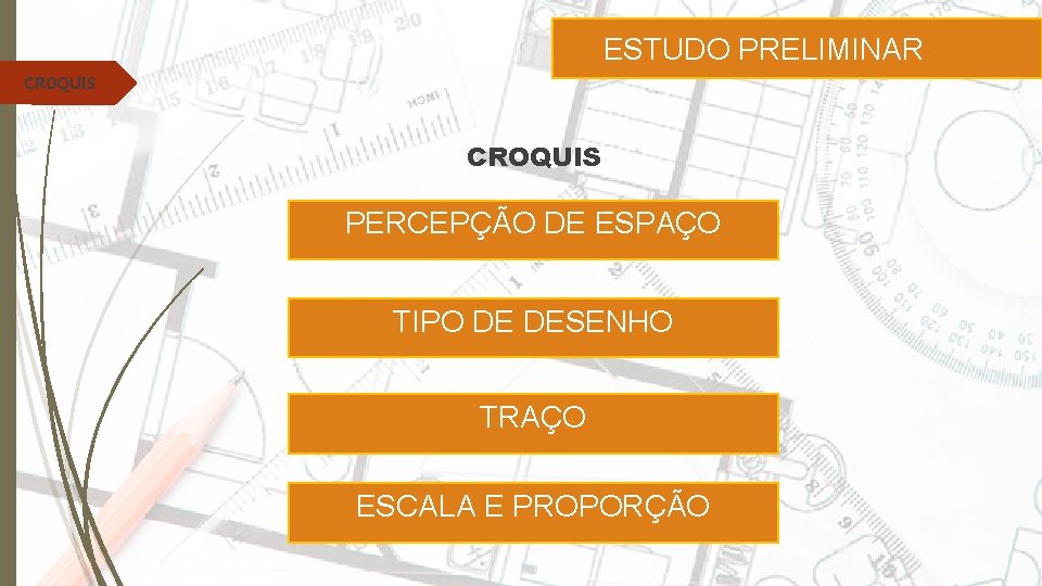 ESTUDO PRELIMINAR CROQUIS PERCEPÇÃO DE ESPAÇO TIPO DE DESENHO TRAÇO ESCALA E PROPORÇÃO 