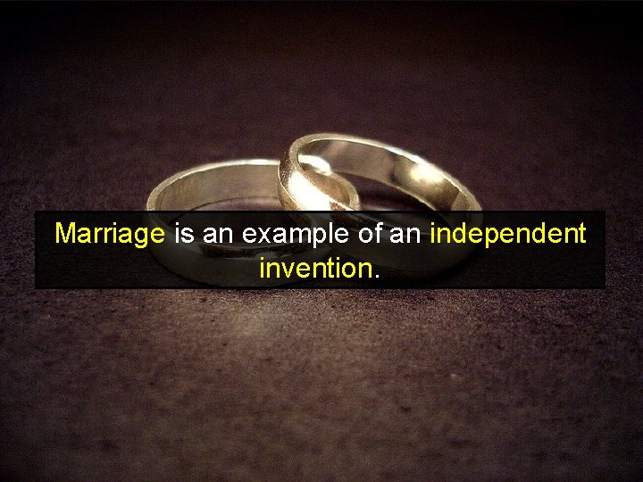 Marriage is an example of an independent invention. Marriage is an example of an independent invention.