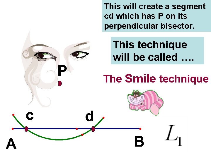 This will create a segment cd which has P on its perpendicular bisector. This