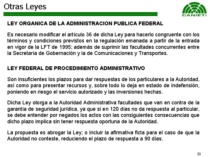 Otras Leyes LEY ORGANICA DE LA ADMINISTRACION PUBLICA FEDERAL Es necesario modificar el artículo