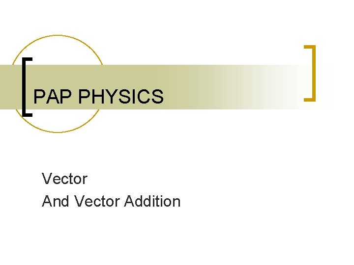 PAP PHYSICS Vector And Vector Addition 