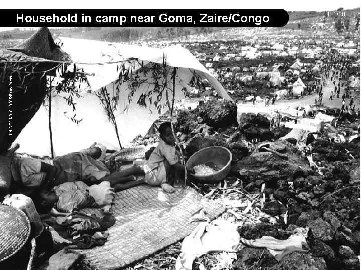 UNICEF-D 0194 -0285/Betty Press Household in camp near Goma, Zaire/Congo IFE 1/10 