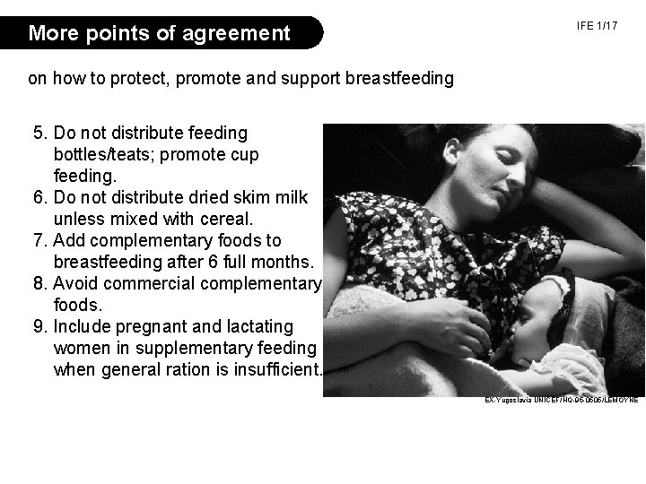 More points of agreement IFE 1/17 on how to protect, promote and support breastfeeding
