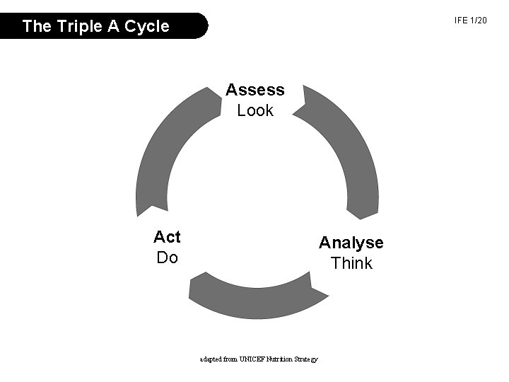 IFE 1/20 The Triple A Cycle Assess Look Act Do Analyse Think adapted from