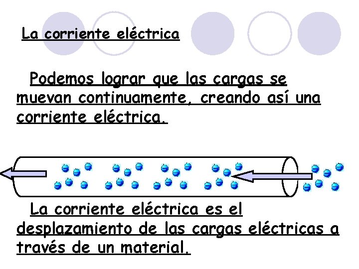 La corriente eléctrica Podemos lograr que las cargas se muevan continuamente, creando así una