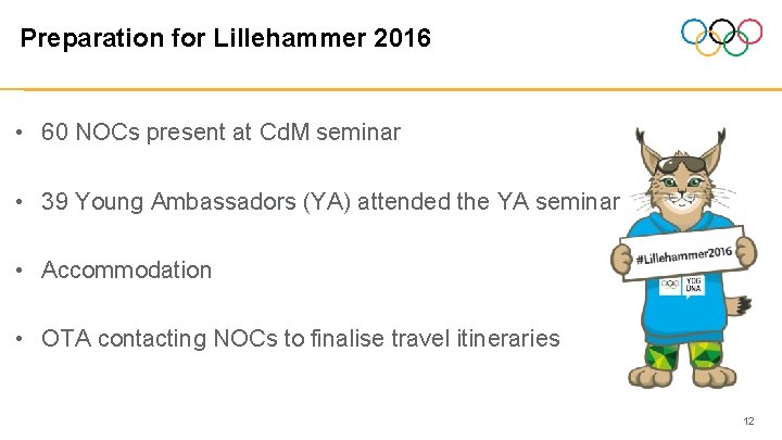 Preparation for Lillehammer 2016 • 60 NOCs present at Cd. M seminar • 39 Preparation for Lillehammer 2016 • 60 NOCs present at Cd. M seminar • 39