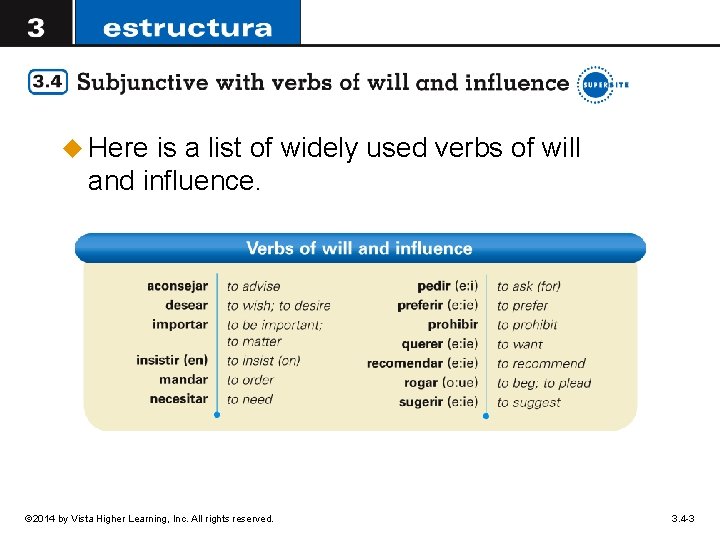 u Here is a list of widely used verbs of will and influence. ©