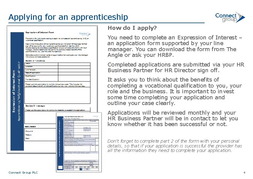 Applying for an apprenticeship How do I apply? You need to complete an Expression