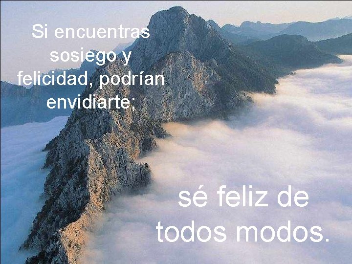 Si encuentras sosiego y felicidad, podrían envidiarte; sé feliz de todos modos. 