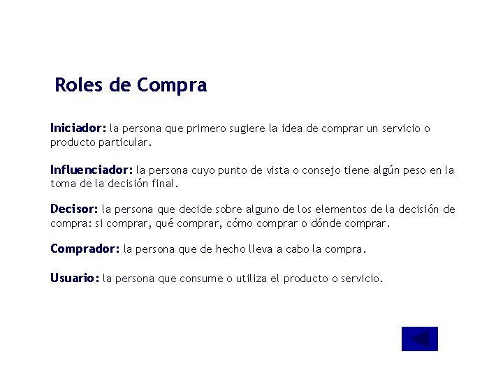 Roles de Compra Iniciador: la persona que primero sugiere la idea de comprar un